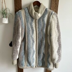 Vintage 80’s Chunky Knit Plush Jacket Coat Cardigan Warm Longline Knit